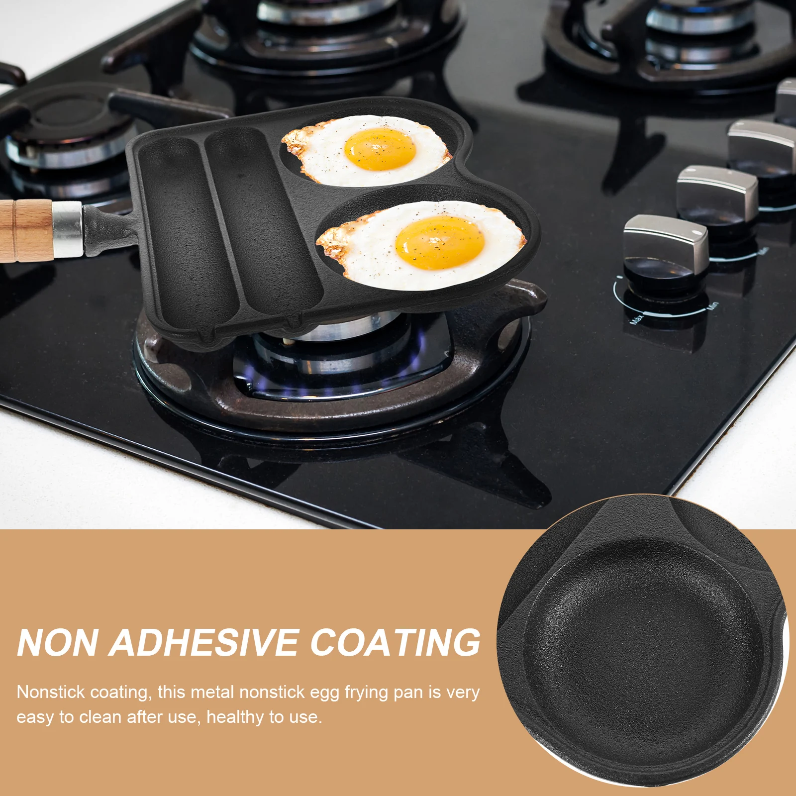 

Nonstick Egg Frying Pan 2-In-1 Breakfast Cookware For Eggs Burgers Roasted Sausage Mini Pancake Maker Small Fry Pan