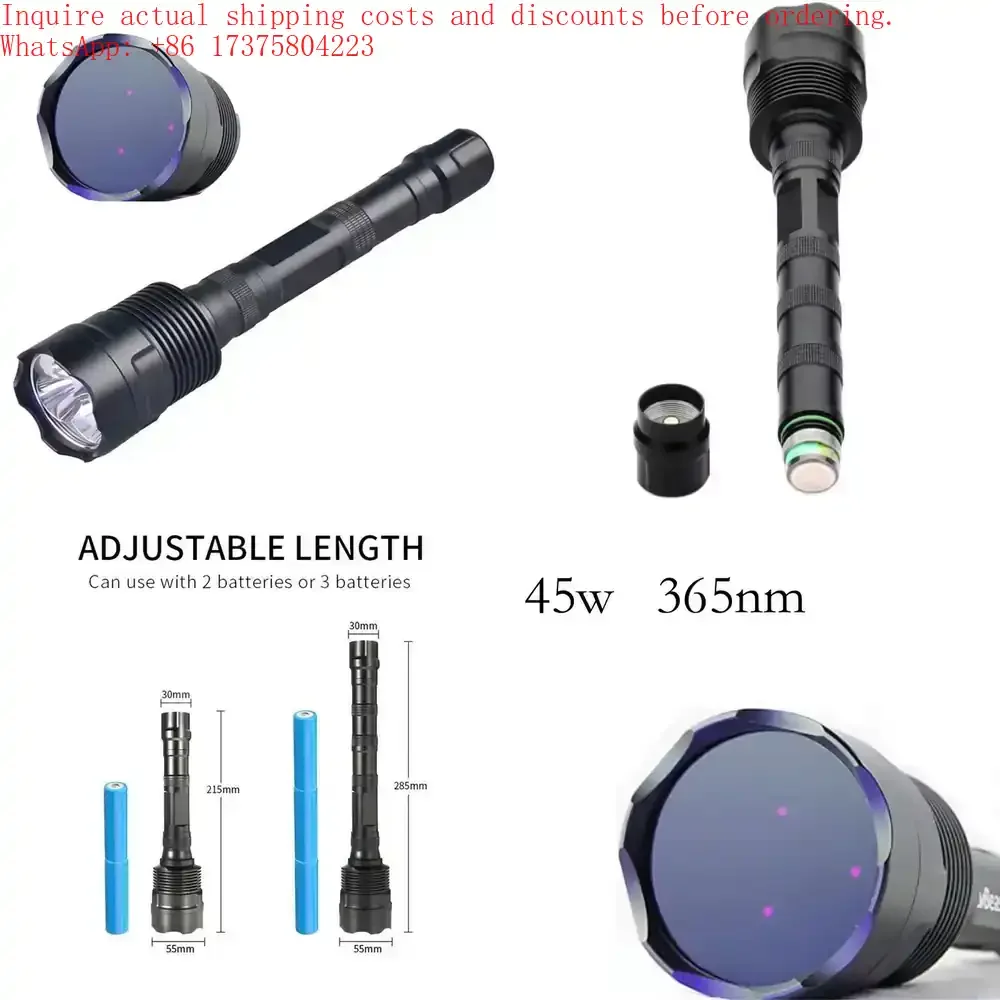 

High Power 45W 365nm UV Blacklight LED Flashlight Geocaching Fluorescent Glow Rechargeable LED Lamp Torch