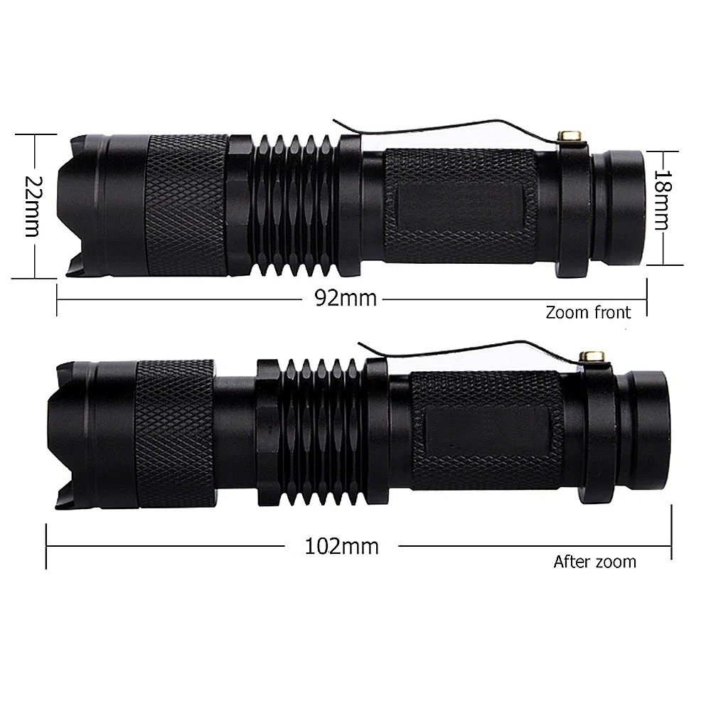 Nuova Mini torcia 2000 lumen CREE Q5 torcia a LED AA/14500 Zoom regolabile Focus torcia lampada torcia impermeabile per esterno