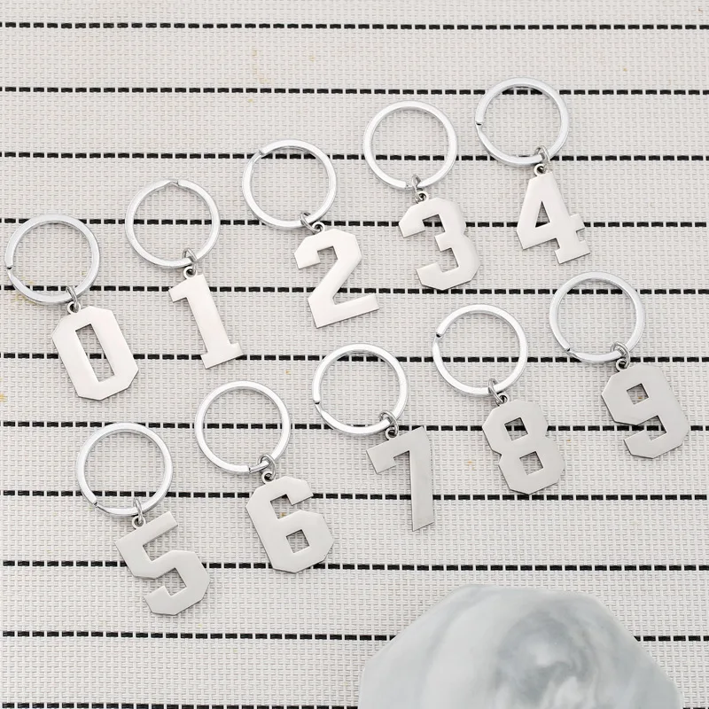 New Arrival Hot Sell Stainless Steel  Number 0-9 Key Ring Sweet Key Chains DIY Jewelry Gifts