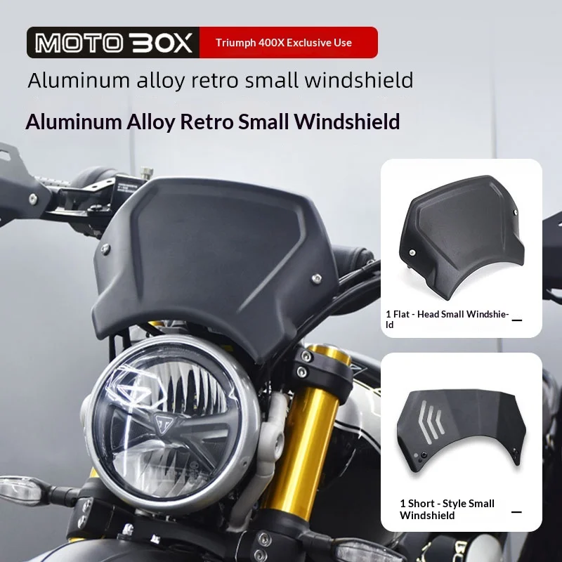 【Premium】For Triumph Scrambler 400X Custom Aluminum Windshield, Retro Headlight Covers, Air Deflectors, and Decorative Covers