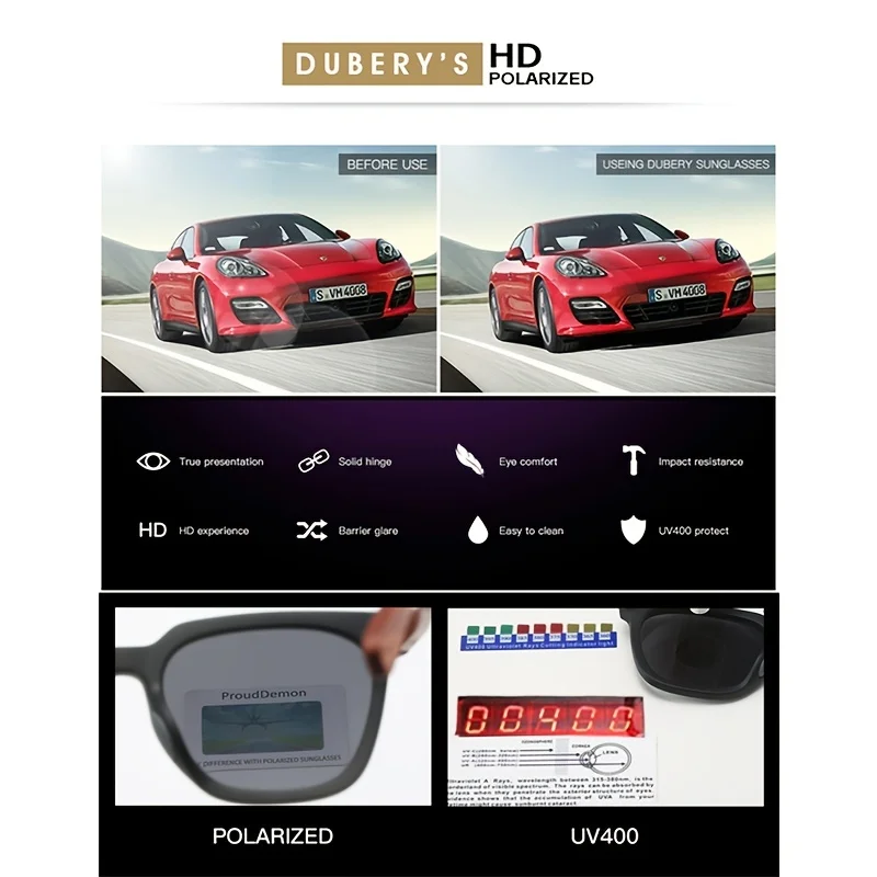 DUBERY Wooden Polarized UV400 Protection Sunglasses For Men And Women 6 Colors Model 117