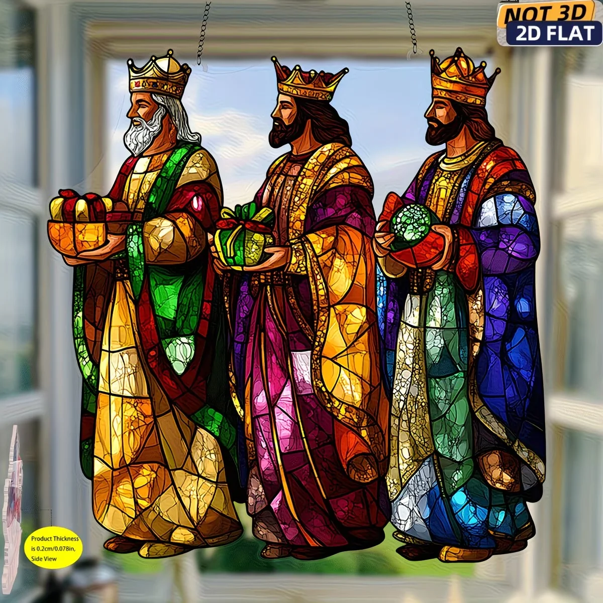 1PCS Three Wise Men And Gift Painted Glass Wall Decoration Christian Garden Interior Decor Doctor Theme Artwork view 5