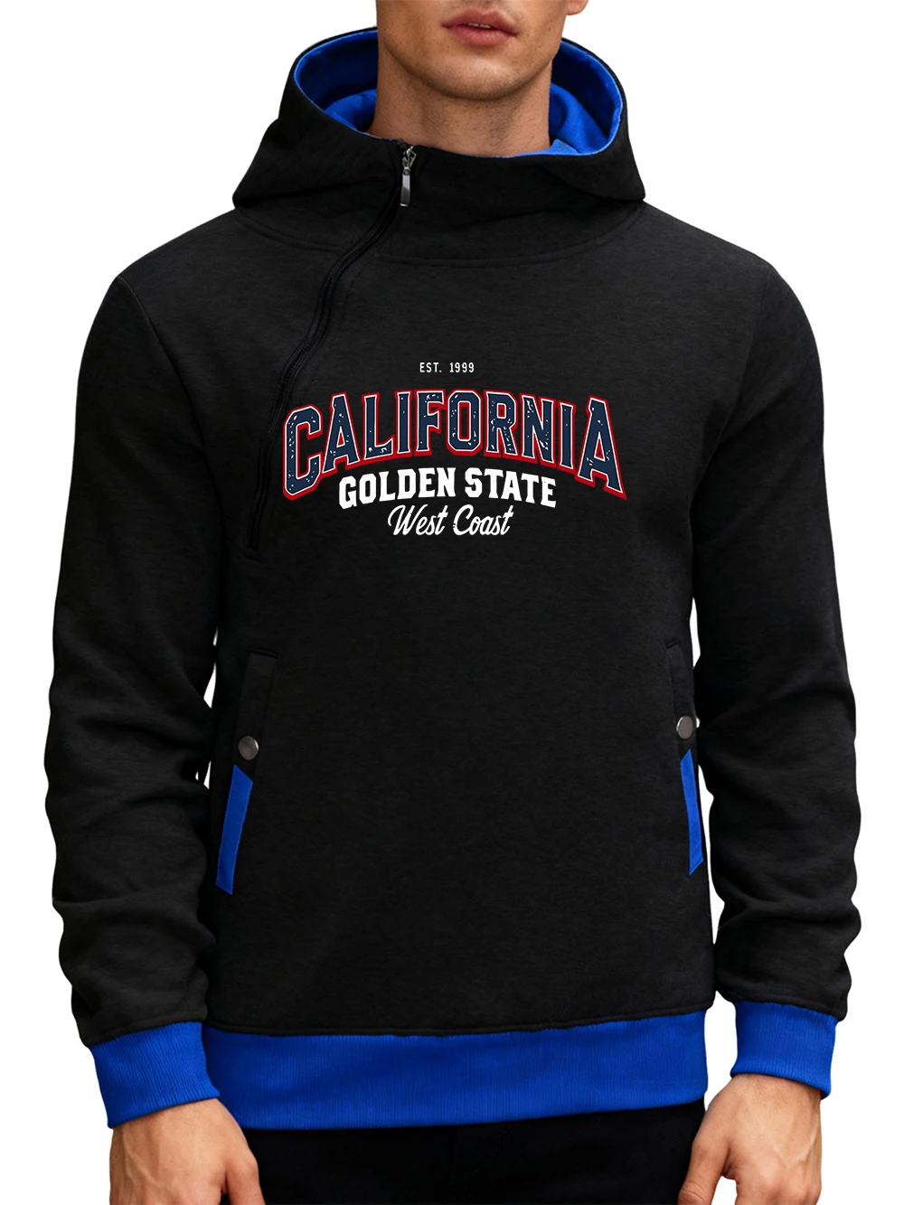 كاليفورنيا غولدن ستايت الطباعة رجل قطري سستة هوديي الشتاء الحراري البلوز عارضة الصوف الدافئة هودي جيب الملابس