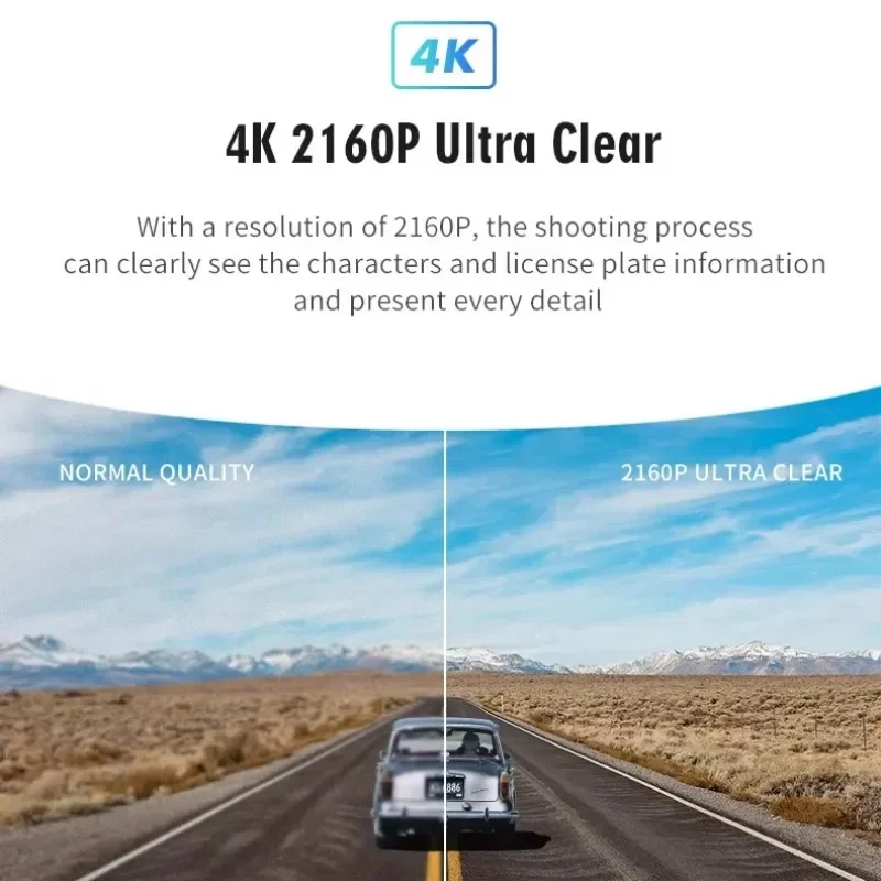 NEW 1.5 Inch Dash Cam Black Box Front and Rear 4K/1080P, DBuild in WiFi 24HParkingMode Night Vision WDR 170° G-Sensor App
