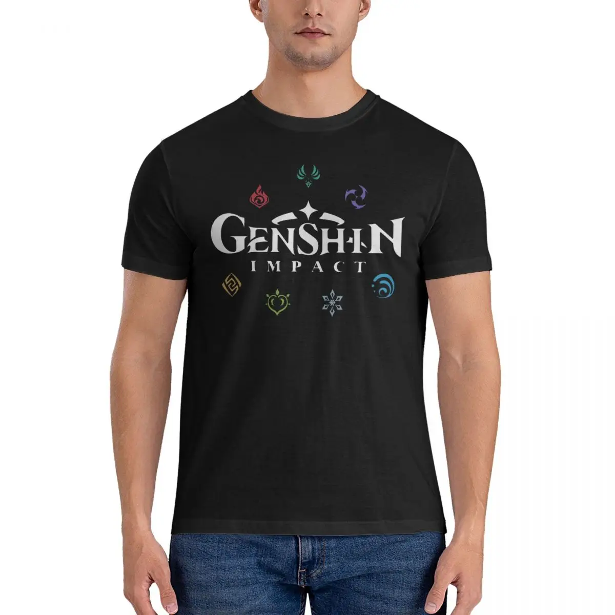 Vintage Colours T-Shirt Men Crewneck 100% Cotton T Shirt G-Genshin Impact Short Sleeve Tee Shirt Gift Idea Clothes