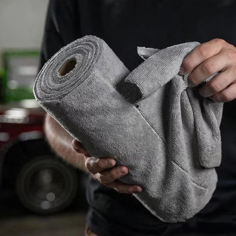Tear Off Microfiber Cleaning Cloth Roll 20Pcs 25x25cm Reusable Lint-Free Absorbent Kitchen Rags for Home Bathroom Car