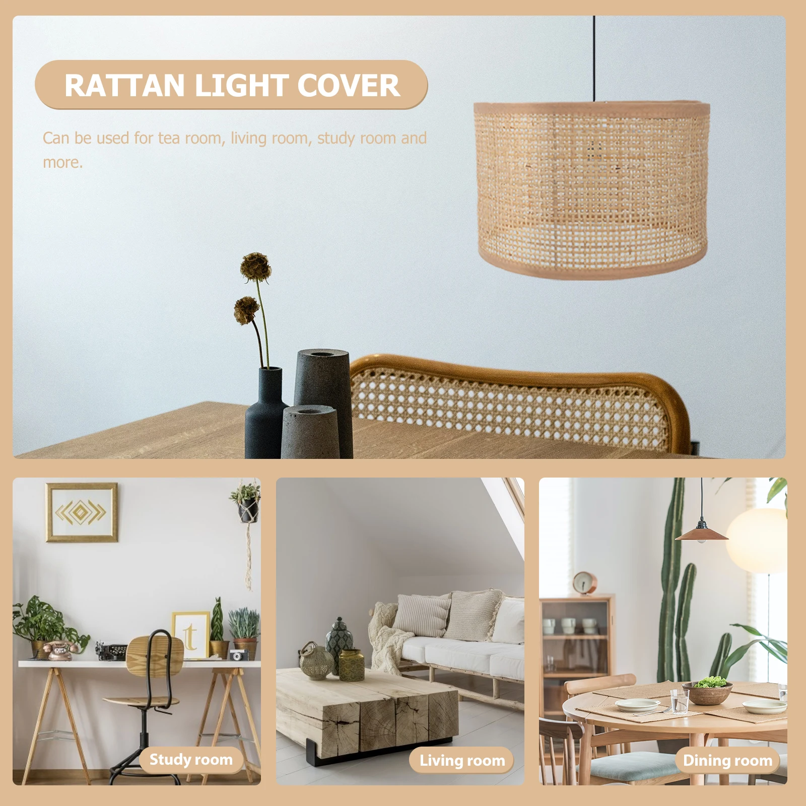 

Elegant Wicker Rattan Lamp Cover Handwoven Light Shade Protector Durable Design Fits Pendant Lights Home Decoration Practical