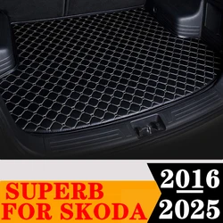 Car Trunk Mat For SKODA Superb 2025 2024 2023 2022 2021 2020 2019-2016 Rear Cargo Liner Tail Boot Tray luggage Pad Carpet Parts