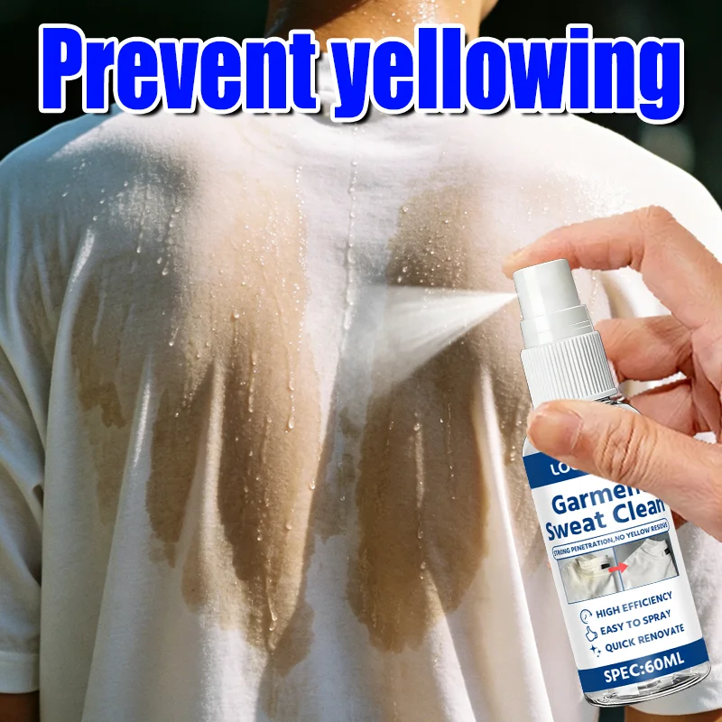 LOORSAN 1 Minute Underarm Sweat Stain Remover Spray 60ML Anti-Yellow Cleaner for Garment Armpit Stubborn Yellow Marks