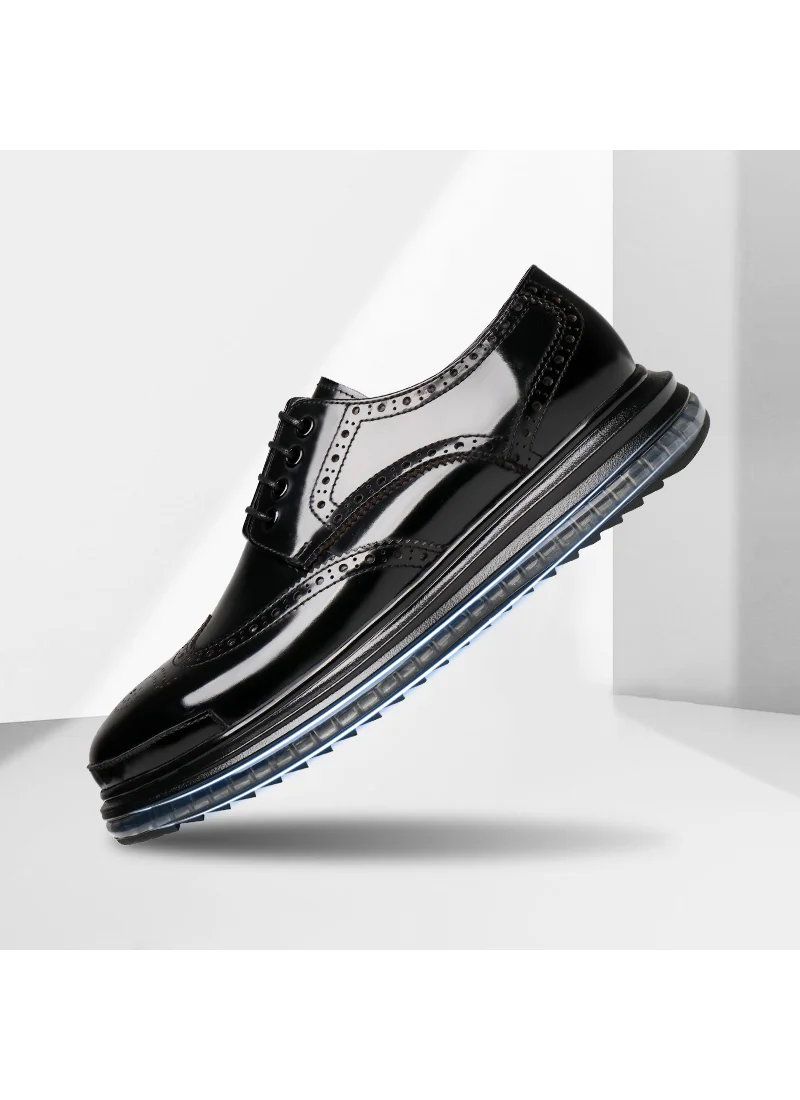 

Makesiman New Brogue Carved Men's Shoes British Style Genuine Leather Men's Casual Leather Shoes Patent Leather Thick-Soled Height-Increasing Leather Shoes Men's Air Cushion