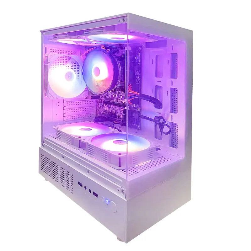 Aotesier Gaming PC core i7 CPU con 16G RAM 256G SSD HD4600 ATX/ITX/M-ATX pannello laterale full view Temper Glass Front Gaming pc game