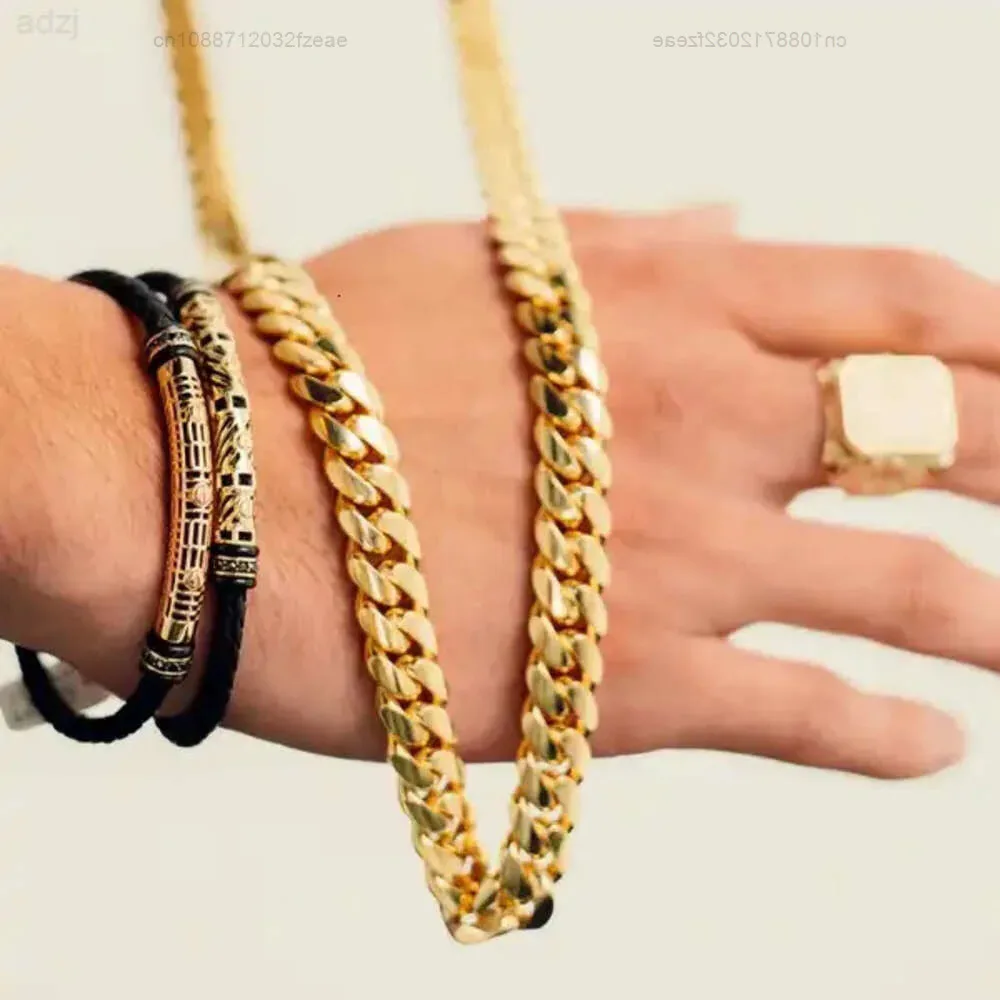 

Hip Hop Jewelry Rapper Gold Chain Real 14k Solid Gold Miami Cuban Link Chain