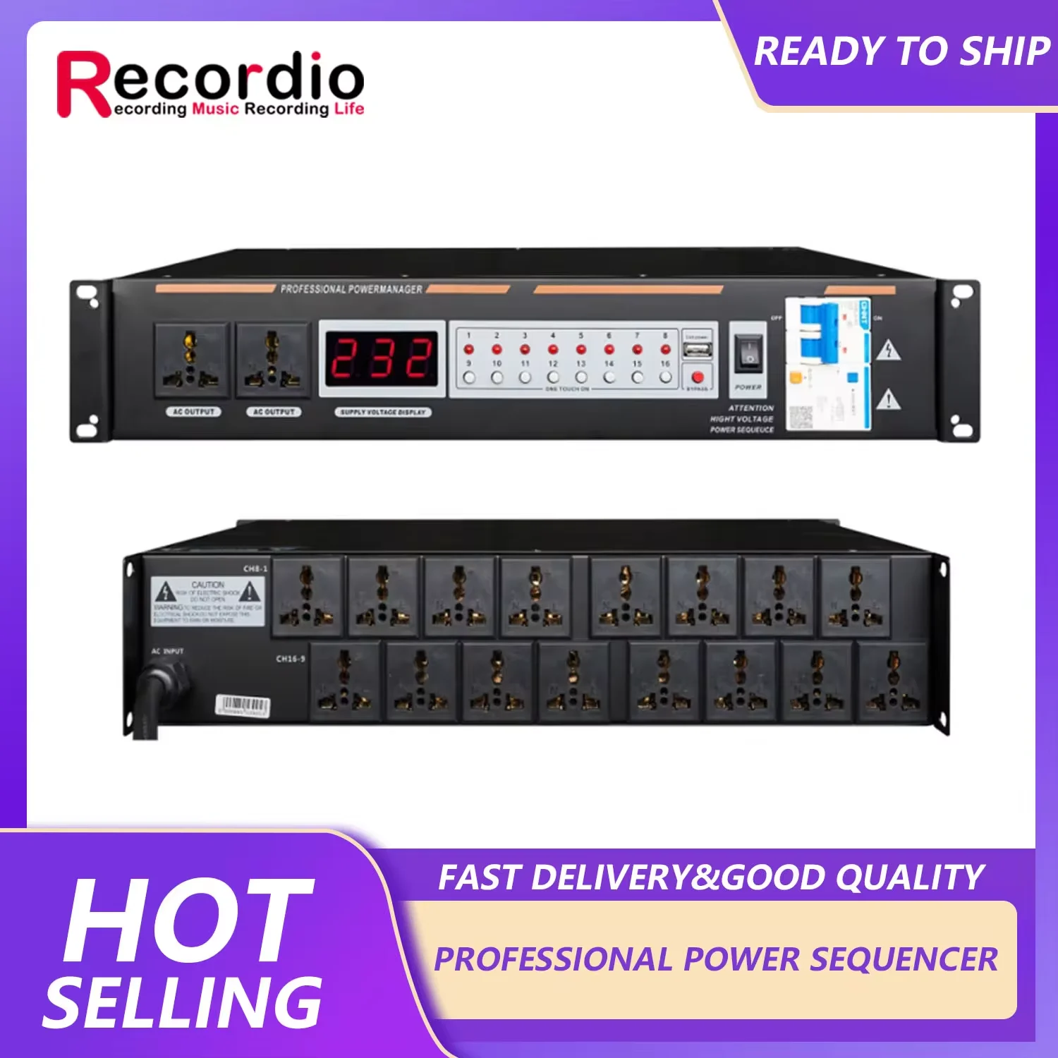 GAX-1602 Профессиональный сценический 18-канальный контроллер последовательности мощности для регулятора напряжения звуковой системы DJ