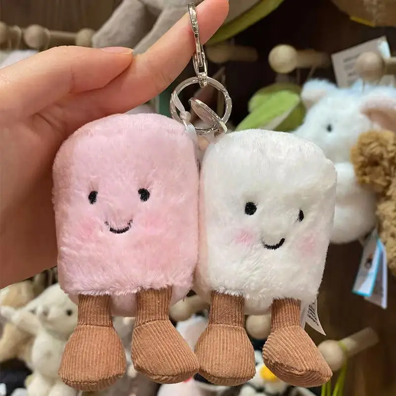 Jelly Cat Fun Marshmallow Keychain Cotton Candy Two Tone Cute Soft Two Tone Keychain Bag Pendant Accessories Doll Pendant Gifts