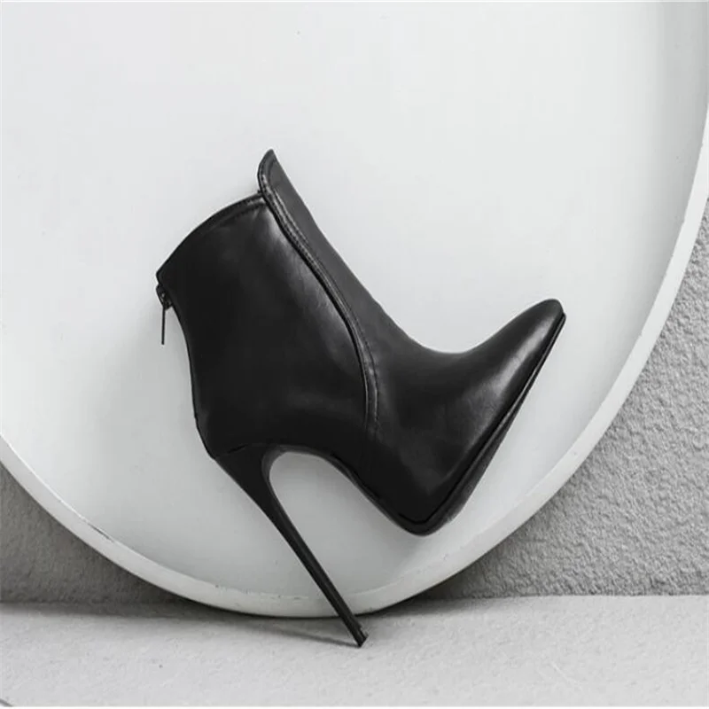 

Brand Women Ankle Boots Spring Autumn Fashion Pointed Toe Ladies Shoes High Heels Sexy Nightclub Boots Gray Black Large Size