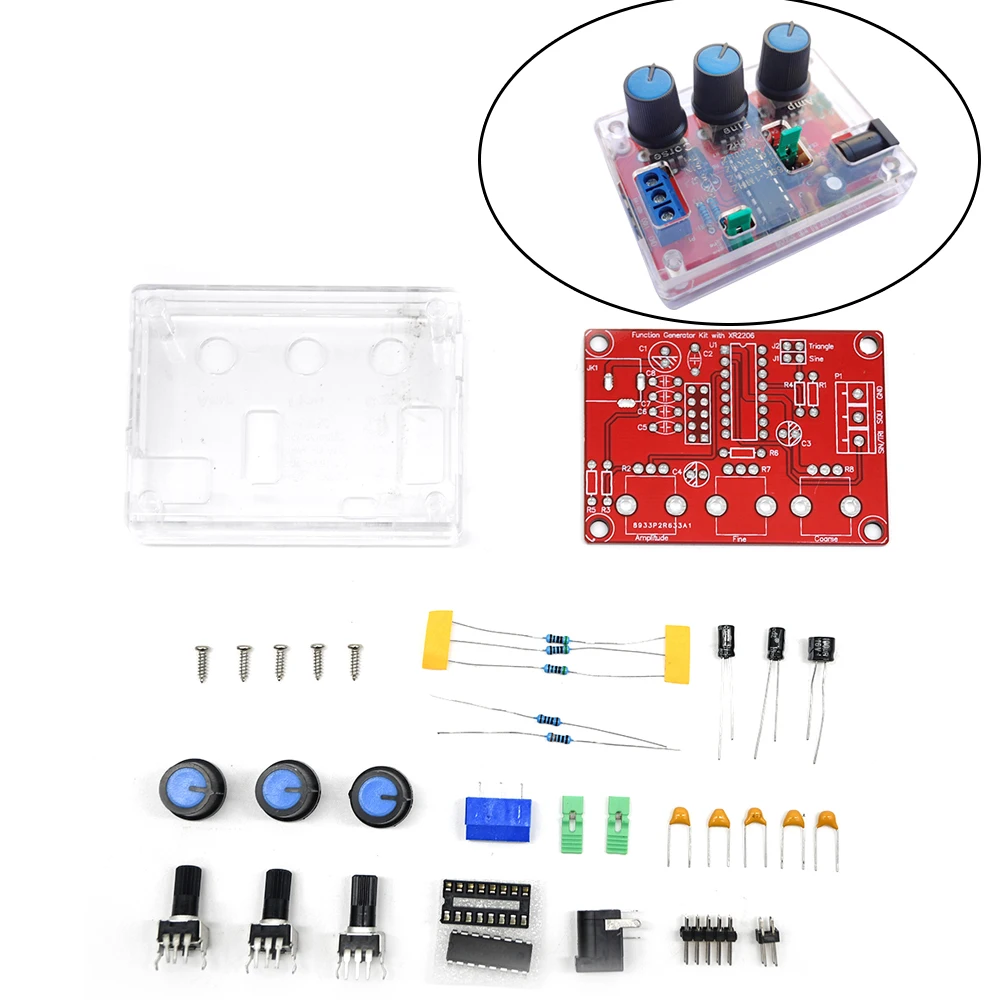 

XR2206 High Precision Function Signal Generator DIY Kit Sine Triangle Square Output 1Hz-1MHz Adjustable Frequency Amplitude