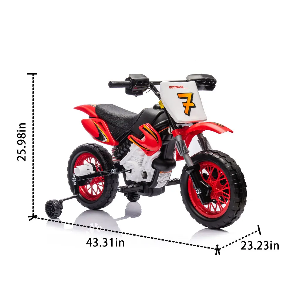 12V Kids Ride On Electric Toy Motorcycle,Rear suspensionTwist Grip Throttle,Slow Start,Removable training wheels,Indie music box