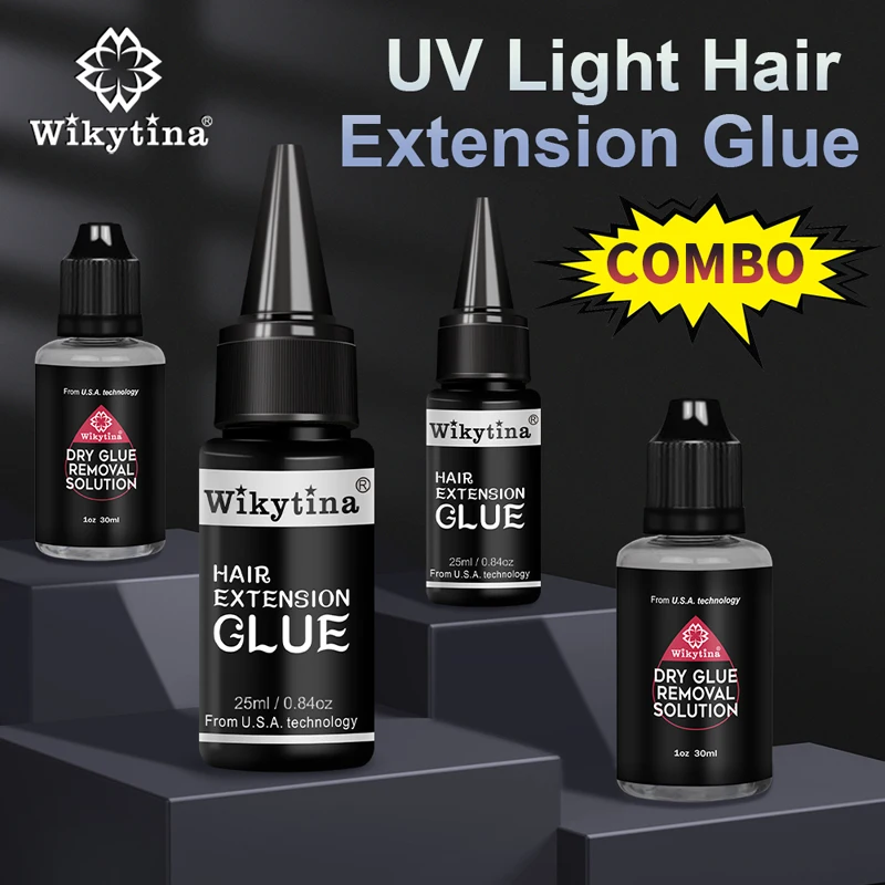 Kit de Colle pour Extensions Capillaires avec Colle à Durcissement UV, Solution Épilatoire Légère en V, pour Salon de miles et Usage Domestique