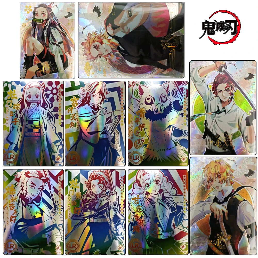 

Demon Slayer LR EX Rengoku Kyoujurou Kanroji Mitsuri Kochou Shinobu Kamado Tanjirou Текстурированная радужная лазерная коллекционная карта