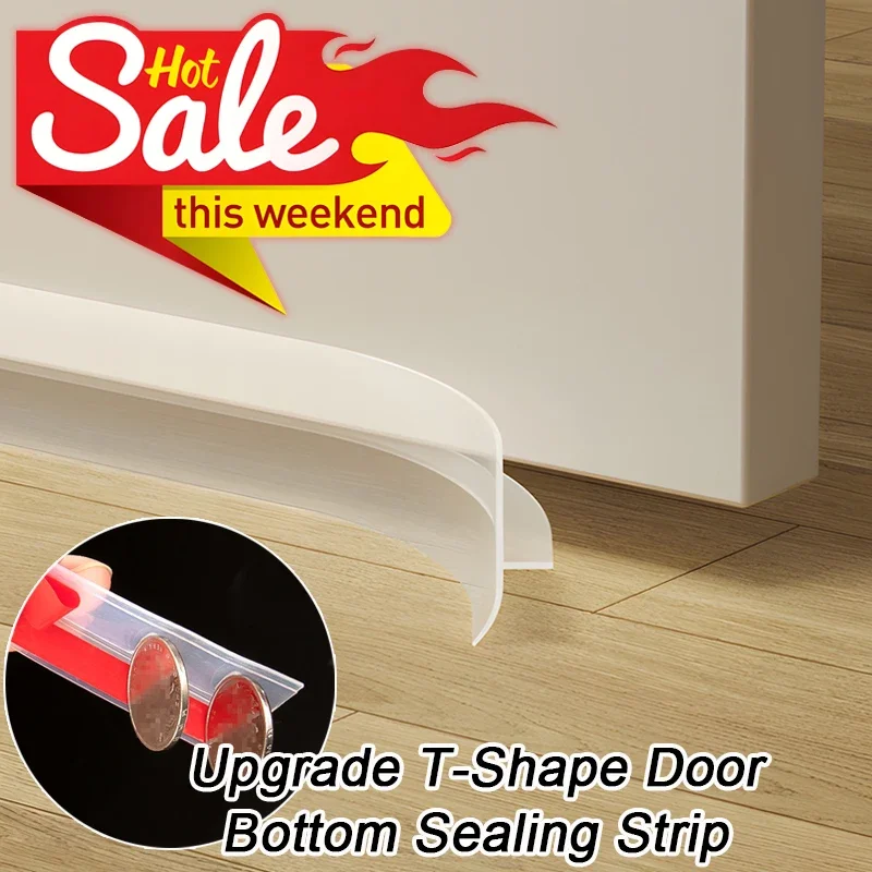 New Transparent Upgrade T-Shape Sealing Strip Self-adhesive Insect-proof Door Gap tape Dust-proof Doors bottom Weather Stripping