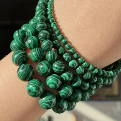 Perline allentate rotonde di Malachite verde naturale da 4-10mm per la creazione di gioielli accessori per collana di braccialetti fai da te 15 pollici