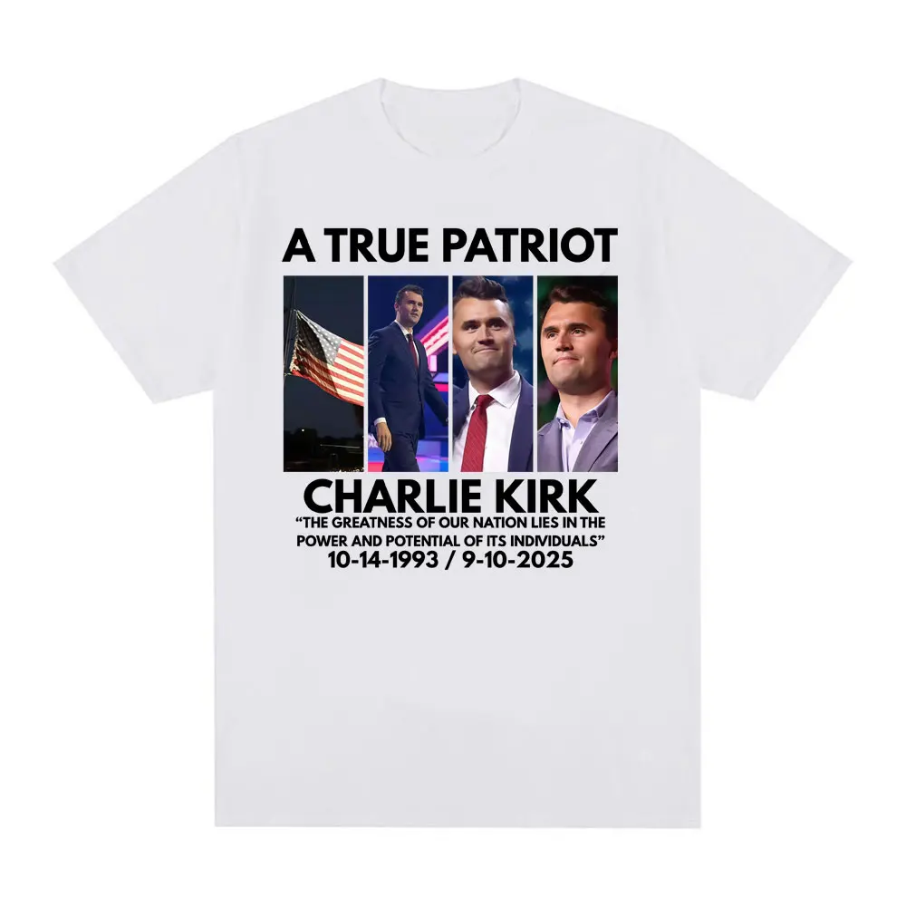 

Patriotic Memorial American Flag Tribute T Shirt A True Patriot Charlie Kirk T Shirts Men Women Fashion Cotton Popular T-shirts