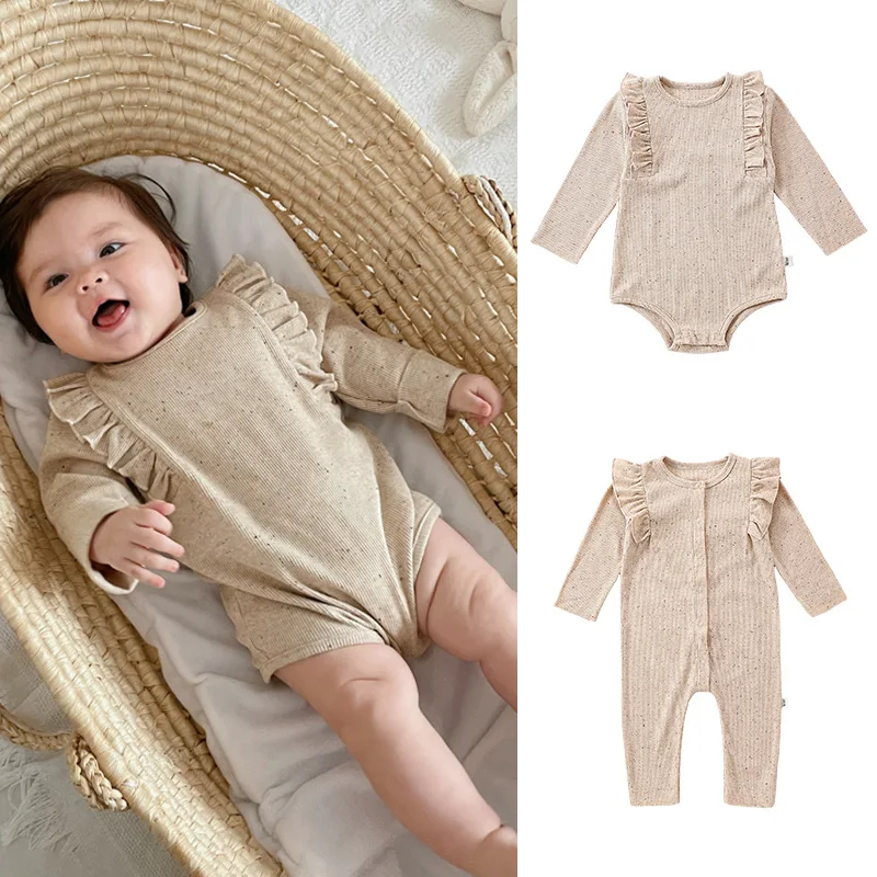 0-24M Newborn Kid Baby Girl Clothes Ruffles Cotton Baby Romper Long Sleeve Jumpsuit Cute Sweet New Born Outfit