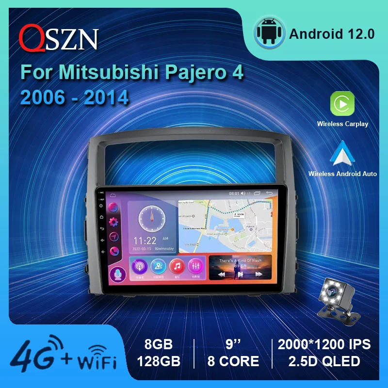 

QSZN AI Voice Wireless CarPlay Android Auto Radio For Mitsubishi Pajero 4 V80 V90 2006 - 2014 Car Multimedia Video Player stereo