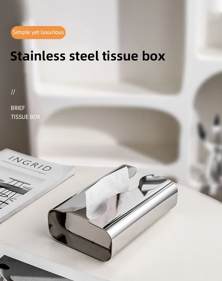 Taschentuchbox aus Edelstahl, künstlerischer Pull-Paper-Spender mit unregelmäßigem Design – Tisch-/Wohnzimmer-Serviettenhalter und Taschentuchverteiler für Wohnzimmer, Schlafzimmer, Küche, Hotel – Detail 1