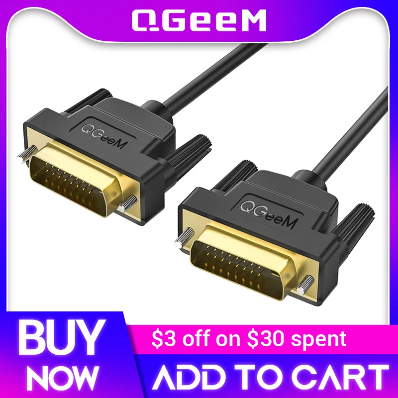 QGeeM DVI to DVI Cable 2K DVI DVI Adapter for Xiaomi TV Box Dual Link Male to Male Digital Video Cables DVI Splitter DVI-D 24+1