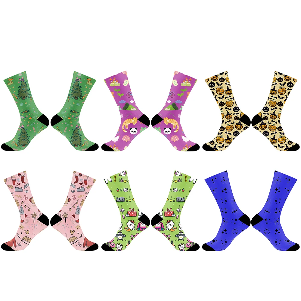 Summer cute mid-tube socks 2024 New Print socks fashion socks and socks Christmas contrast socks