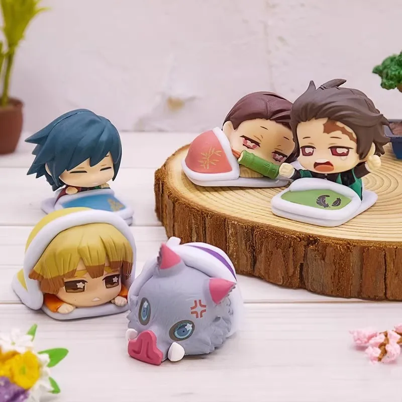 Stasto Original 5 szt. Gashapon Demon Slayer Figurki Anime Kamado Nezuko Zabawki dla Dzieci Prezent Kolekcjonerski Model Ozdoby