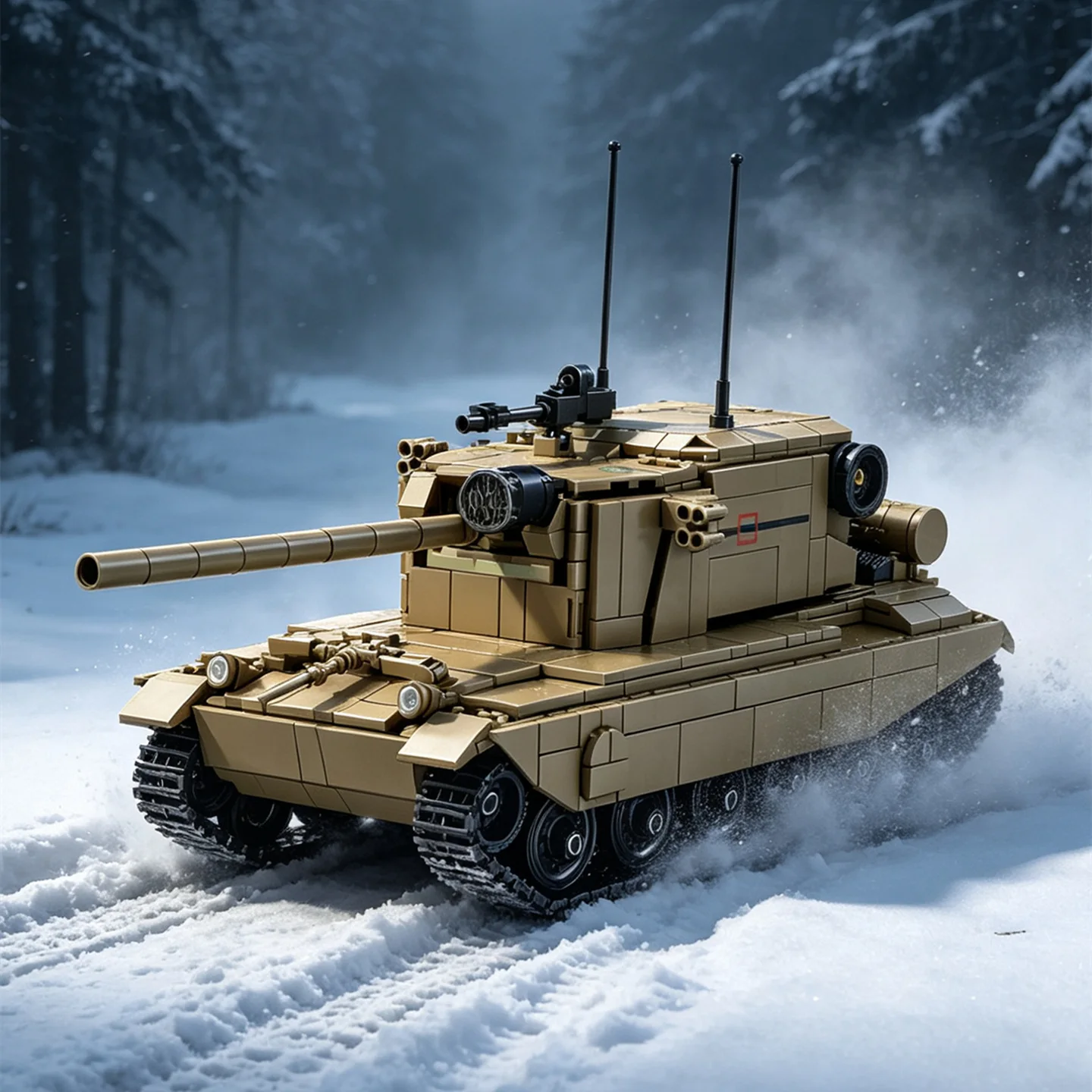 FV4005 (Stage II) Main Battle Tank Hunter Assembly Model Building Blocks MOC Toy 3D Model Gift for Military Enthusiasts