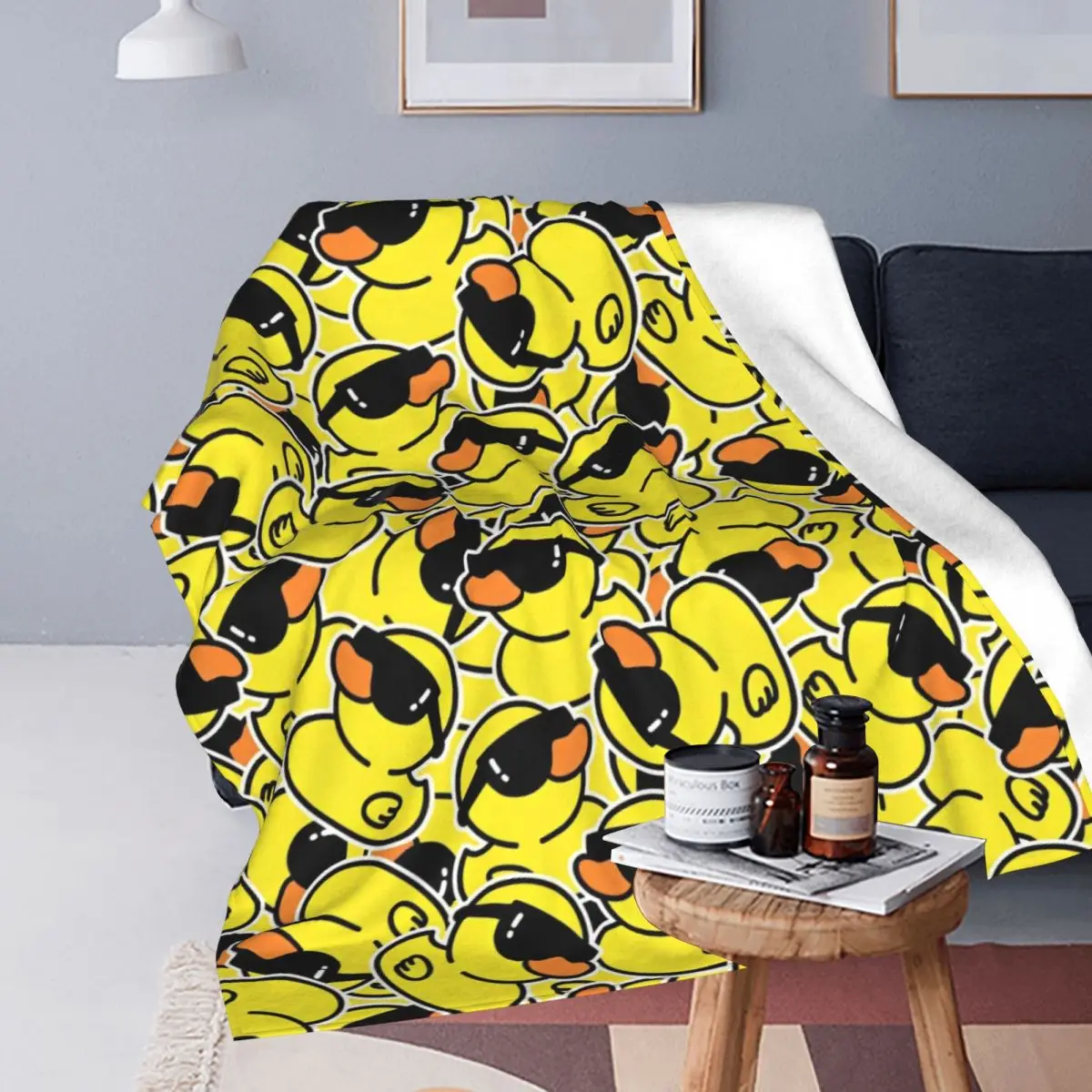 Little Yellow Duck Blanket Fleece All Season Cartoon Multifunction Super Soft Throw Blankets for Sofa Car Bedspread