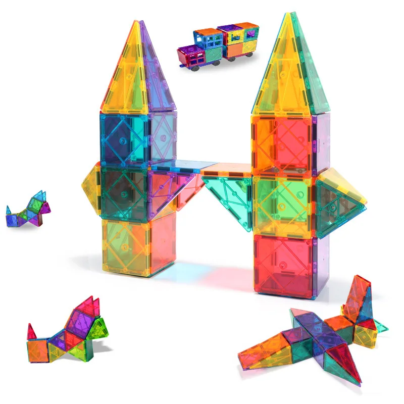 10 قطعة نافذة ملونة مكعبات بناء مغناطيسية مكملات بلاط مغناطيسي للأطفال ألعاب إبداعية لتقوم بها بنفسك عجلة فيريس ألعاب ألغاز دومينو ثلاثية الأبعاد