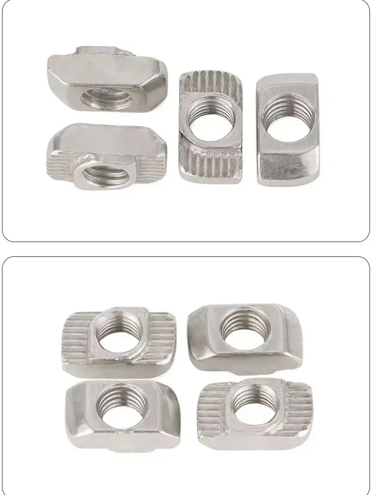 T-nuts50pcs M3 figuré M5 M6 M8 Fente T-écrou Coulissant T Écrou Marteau DstressIn Écrou Fixer Connecteur 2020 3030 4040 Série Extrusion D'aluminium