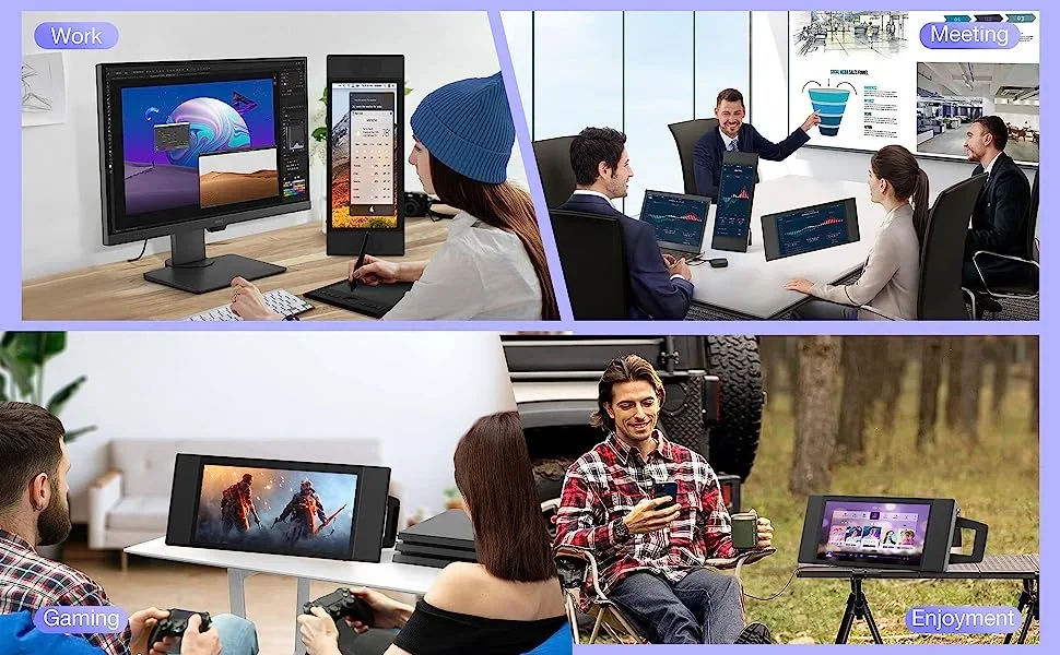 12.3'' Touch Screen Monitor 1080P Portable Monitor Touchscreen YPE C HDR IPS Monitor with Smart Cover & Two Speaker