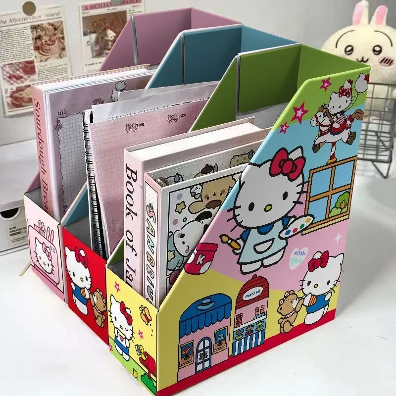 

Sweet Kawaii Sanrio Anime Ins Fashion Hello Kitty Cartoon Bookstand Storage Box Cute Desktop Bookshelf Gifts for Kids