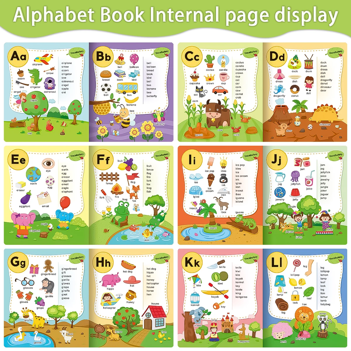 The first ABC flashcard book, reusable pre-school alphabet learning cards with animals and fruits - Montessori writing exercises