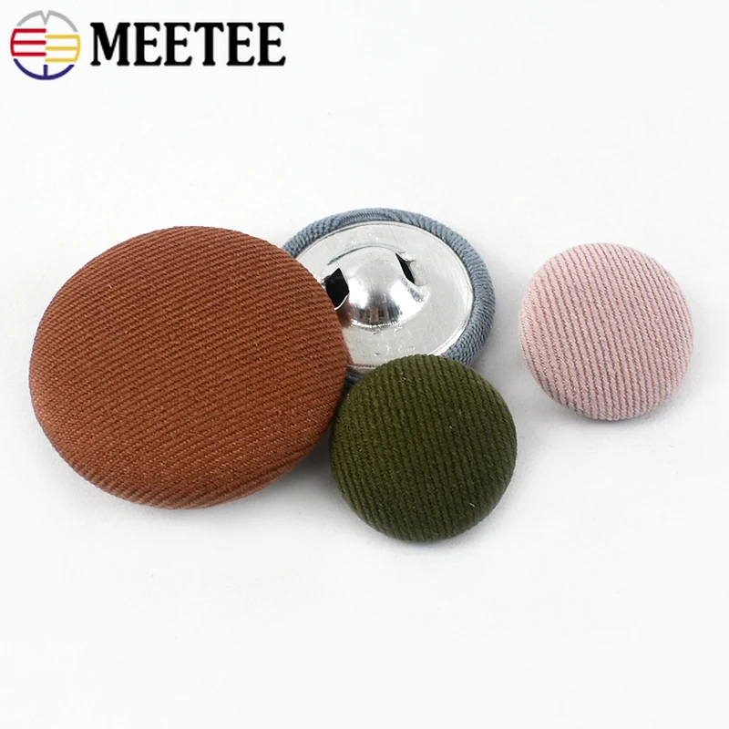 30Pcs Meetee 11-30mm Colored Cloth Covered Round Button Clothing Bag Decoration Snap Buckle Suit Coat Shirt DIY Sewing Accessory