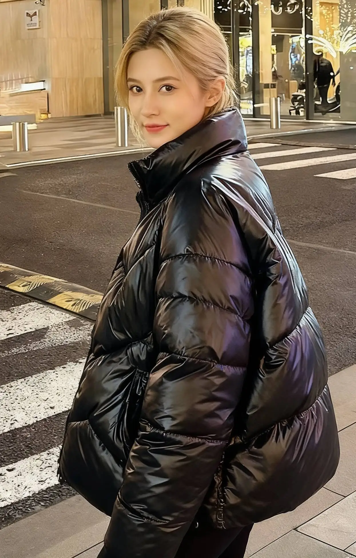 Parkas femme Parka armée automne polaire rembourré laine bouton latéral étendu taille couchée couches à volants rabat ourlet de haute qualité