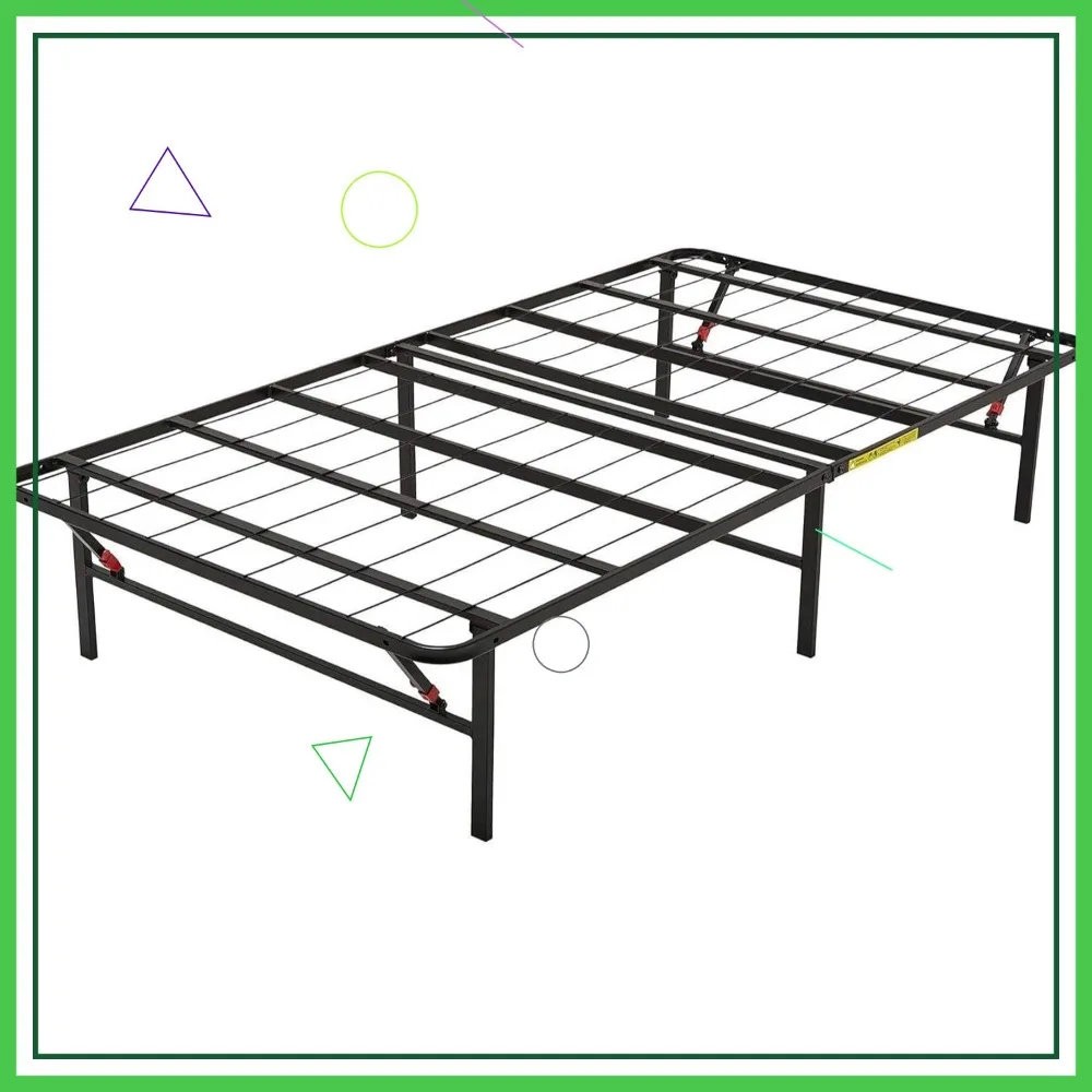 

Складной каркас двуспальной кровати с местом для хранения вещей, прочная сталь, установка без инструментов, пружина коробки не требуется, черный