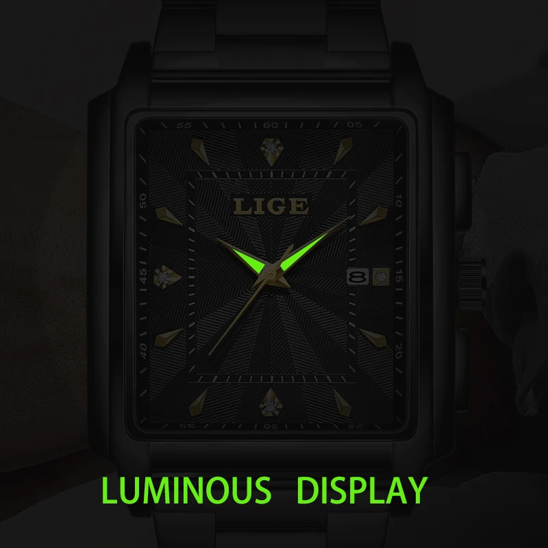 LIGE Business Luxury Watches Men Waterproof Luminous Mens Watch Fashion Sport Stainless Steel Man Quartz Wristwatch Reloj Hombre