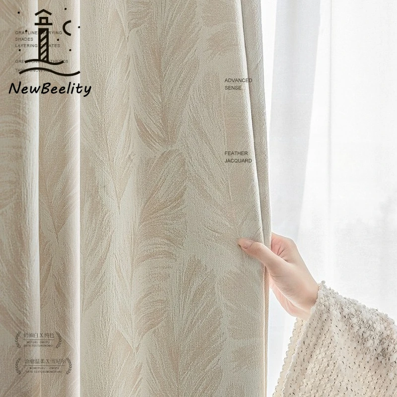 

French Creamy Luxury Chenille Blackout Curtains for Living Room Bedroom Dining Romantic Retro Print Custom Size Decoration