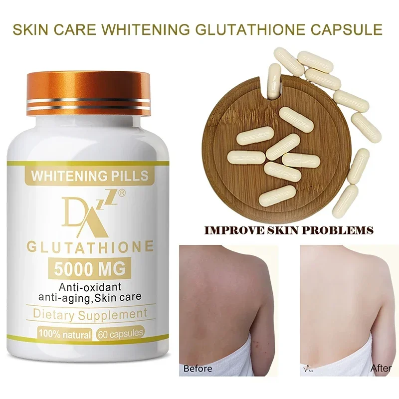 5000 mg Glutathione Capsules Whitening Anti-Wrinkle Anti-Skin Aging Blackhead Removal Anti-Oxidative Stress Dietary Supplement