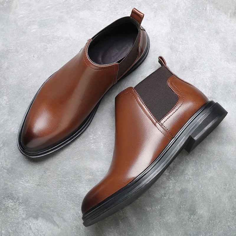 Whoholl شتاء جديد بولي Leather جلد الرجال الأحذية الطبيعية الفراء الدافئة حذاء من الجلد العمل أحذية رجالي مقاوم للماء الثلوج الأحذية المطاط 38-47 #4