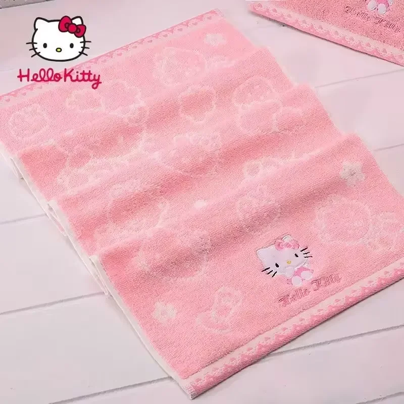 Hello Kitty animacja peryferyjna kawaii uroczy nadruk kreskówkowy dziecięcy ręcznik do twarzy czysta bawełna nie zrzucający się chłonny ręcznik wodny