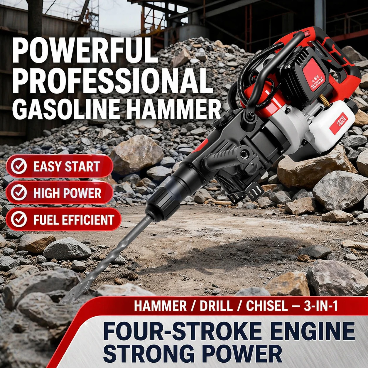 

Four Stroke Powerful Impact Drill Multifunctional Rock Drilling Machine Portable Pickaxe For Dismantling Broken Walls And Roads