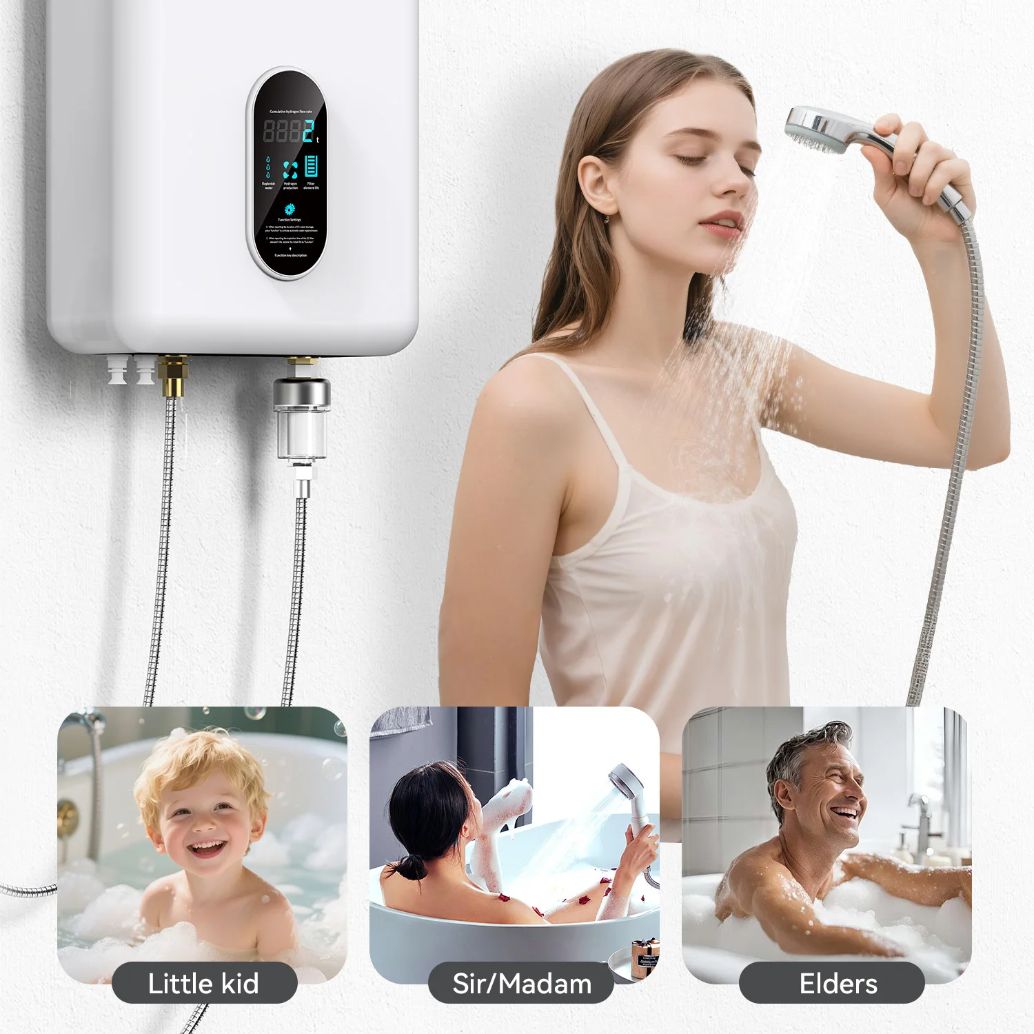 Suyzeko Wall-mounted Hydrogen Bath Machine for Antioxidant, Anti-inflammatory, Fatigue Relief Hydrogen Output Family Health